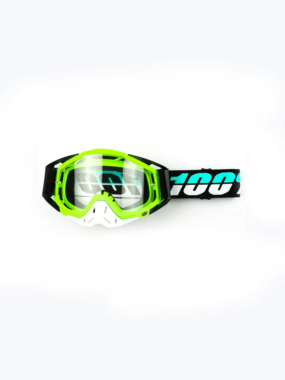 100% Goggles Flu Green White Plain Tint