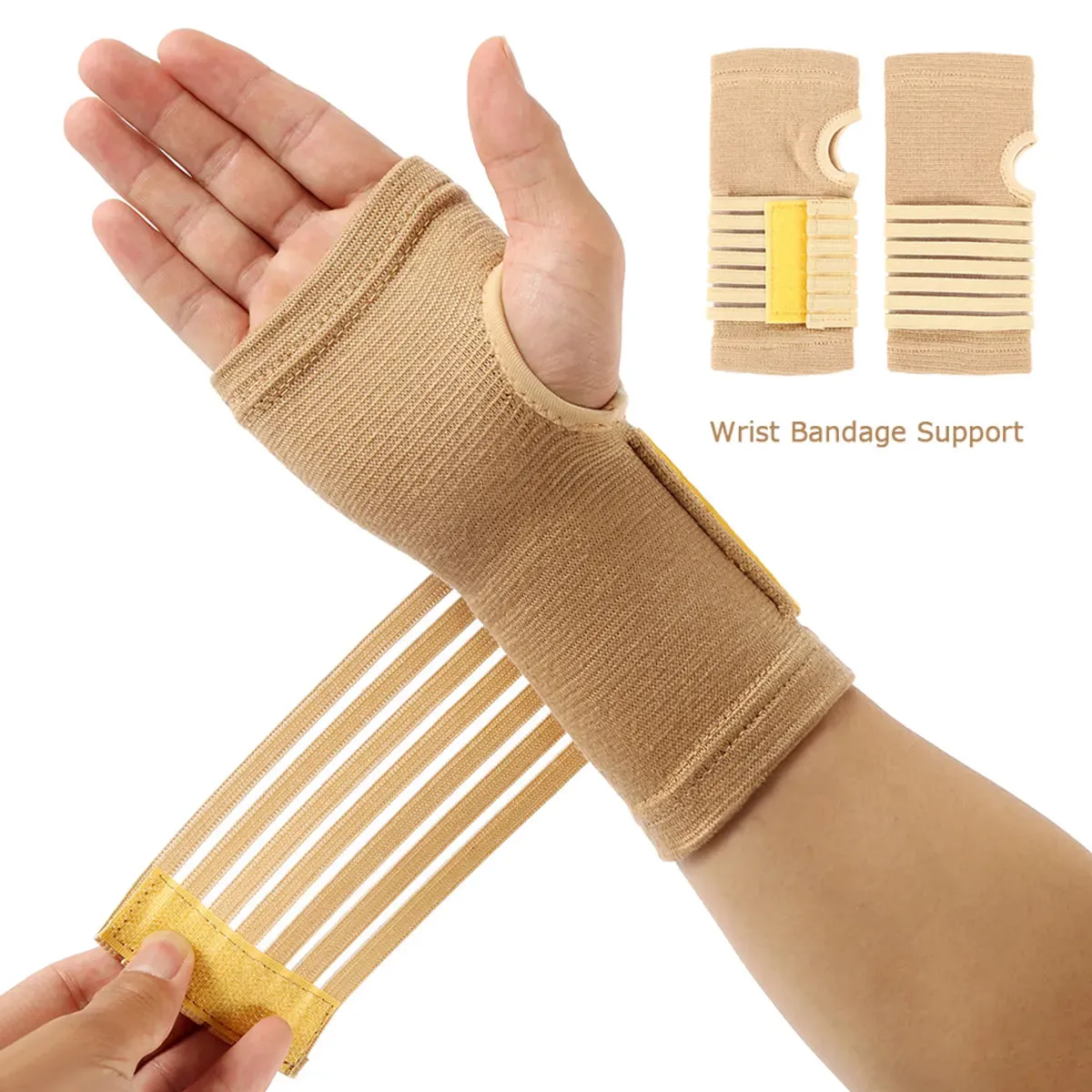 2pcs Elastic Bandage Wrist Guard Support Arthritis Sprain Band Carpal Protector Hand Brace Accessories Sports Safety Wristband