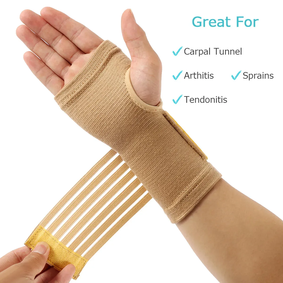 2pcs Elastic Bandage Wrist Guard Support Arthritis Sprain Band Carpal Protector Hand Brace Accessories Sports Safety Wristband