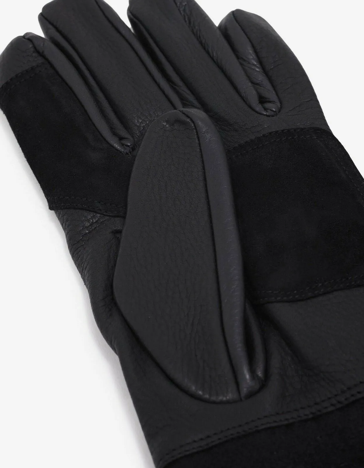 Black Leather & Wool Gloves With Cashmere Lining