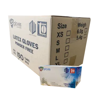 BP Latex Gloves, Powder-Free, size L, CASE (Pk: 100 pcs/box, 10 boxes/case)