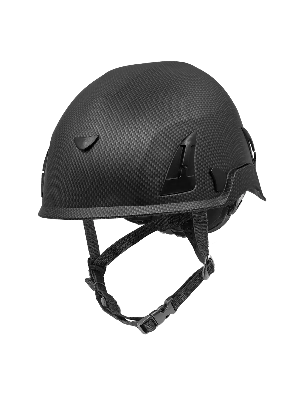 Bullhead Safety™ Head Protection - Matte Black Graphite Climbing Style Protective Helmet with Six-Point Ratchet Suspension and Four-Point Chin Strap - HH-CH1-CB