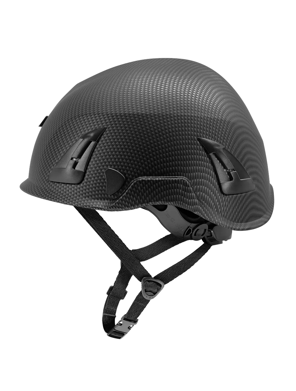 Bullhead Safety™ Head Protection - Matte Black Graphite Climbing Style Protective Helmet with Six-Point Ratchet Suspension and Four-Point Chin Strap - HH-CH1-CB