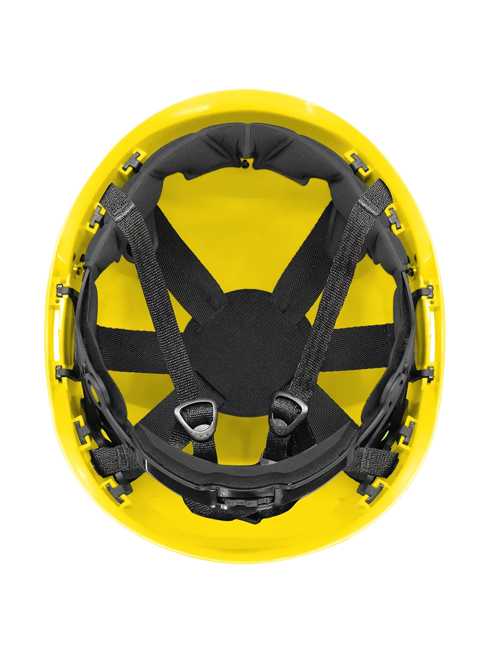 Bullhead Safety™ Head Protection - Yellow Climbing Style Protective Helmet with Six-Point Ratchet Suspension and Four-Point Chin Strap - HH-CH1-Y