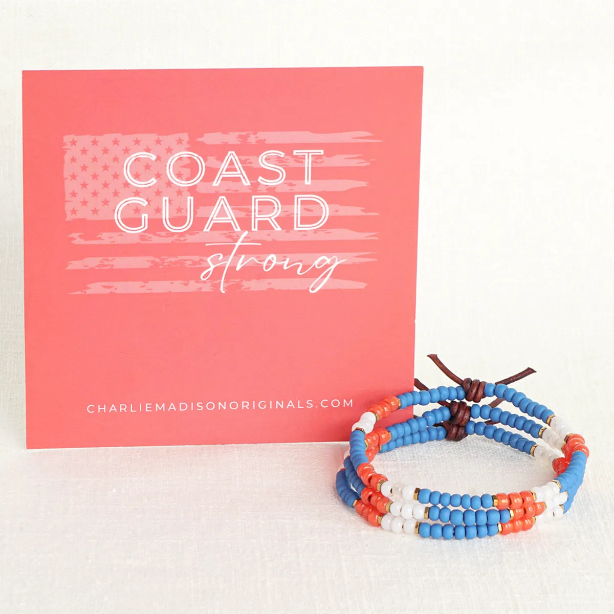 Coast Guard Strong Bracelet | Tiny Stacker Seed Bead Bracelet