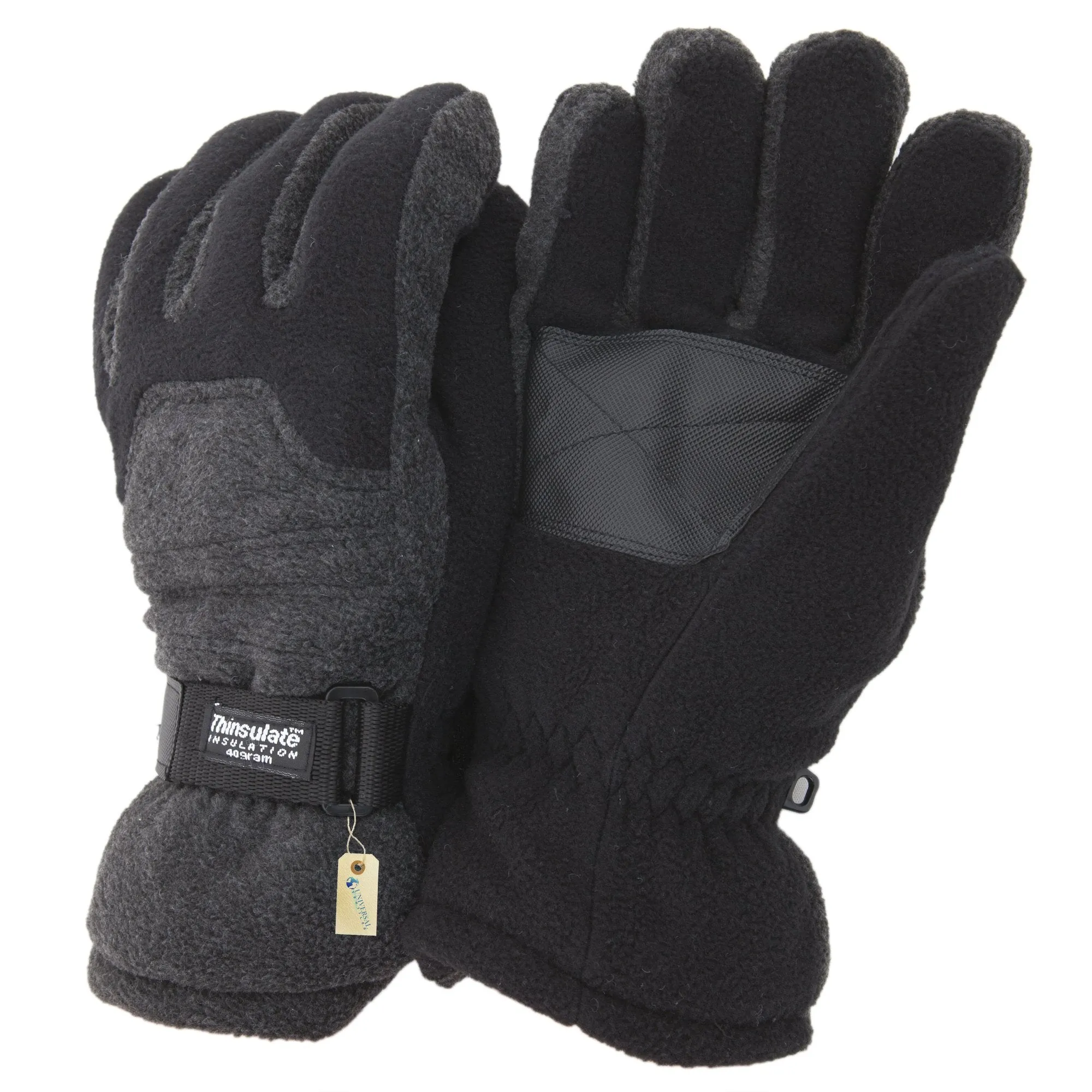 FLOSO Mens Heavy Ski Thinsulate Thermal Fleece Gloves With Palm Grip (3M 40g)