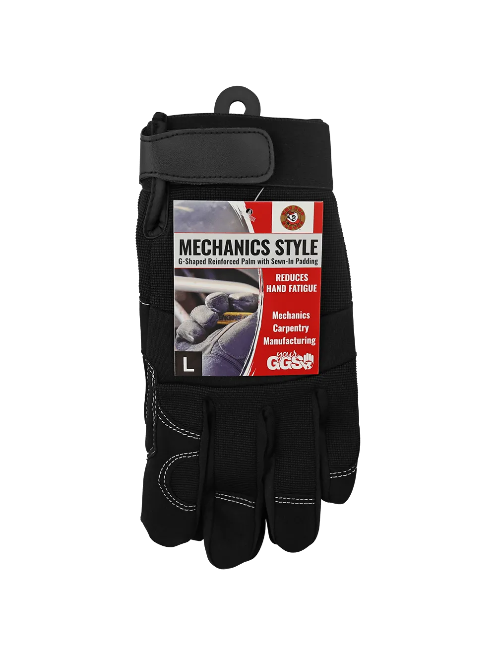 Global Glove Hot Rod Gloves Synthetic Leather Palm Performance Mechanics Style Gloves - Black