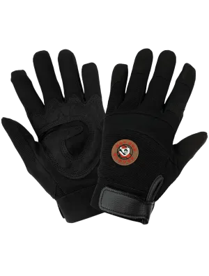 Global Glove Hot Rod Gloves Synthetic Leather Palm Performance Mechanics Style Gloves - Black