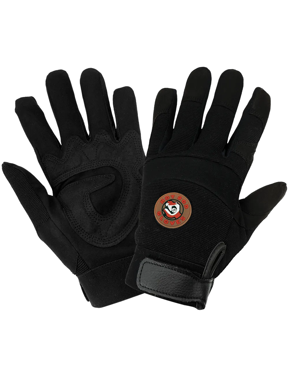 Global Glove Hot Rod Gloves Synthetic Leather Palm Performance Mechanics Style Gloves - Black