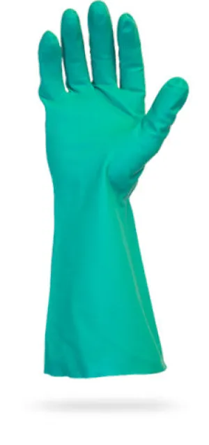 Green Nitrile Gloves Flock Lined 15mil