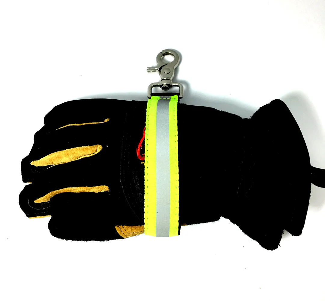 Heavy-Duty Firefighter Turnout Gear Glove Strap w/ Reflective Striping