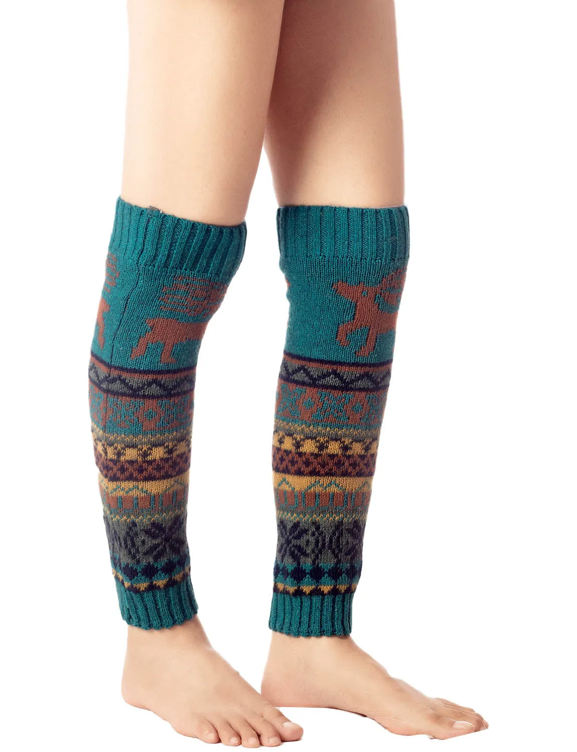 iB-iP Women's Ballet Dancer Cozy Stitching Pattern Stretchy Leg Warmer