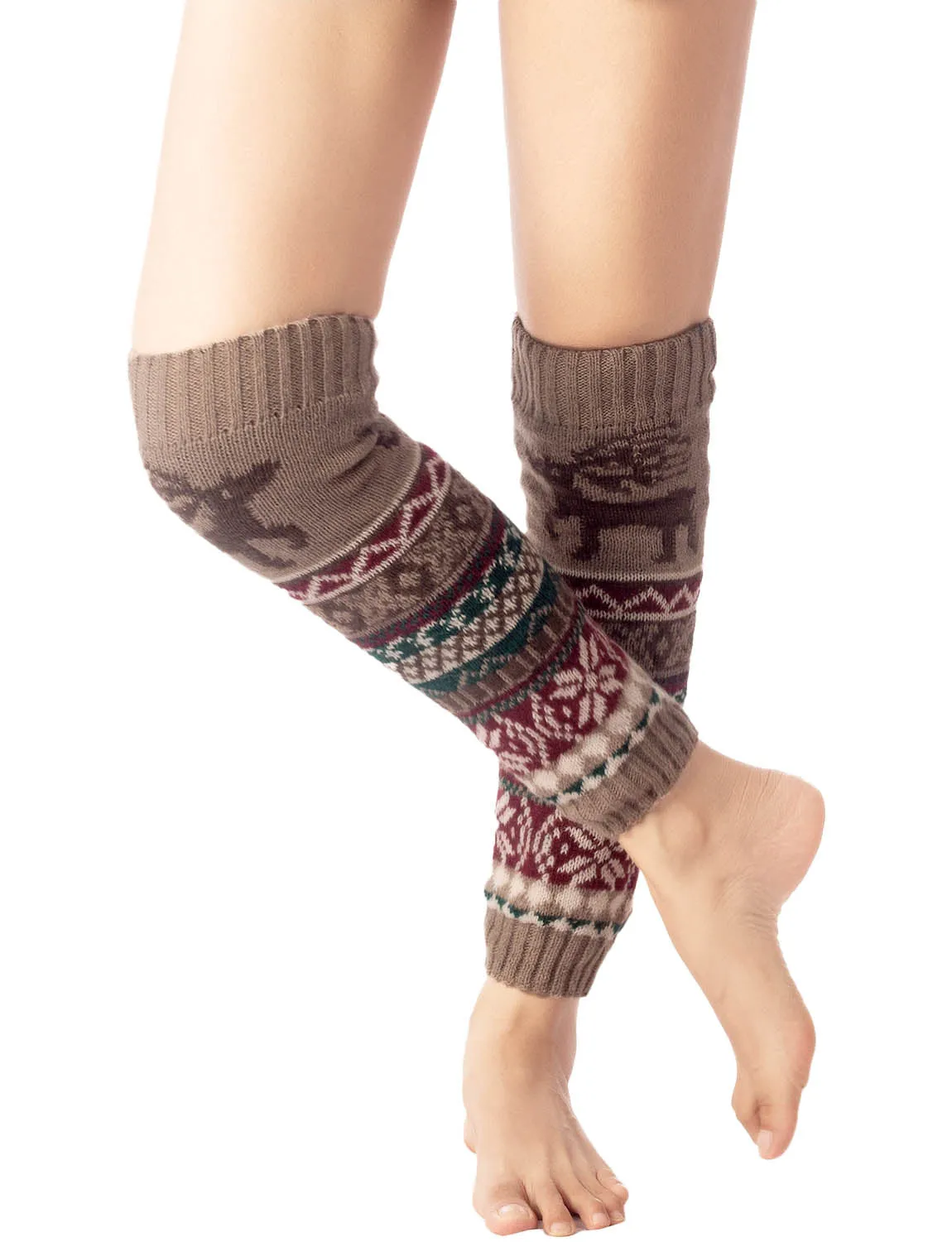 iB-iP Women's Ballet Dancer Cozy Stitching Pattern Stretchy Leg Warmer