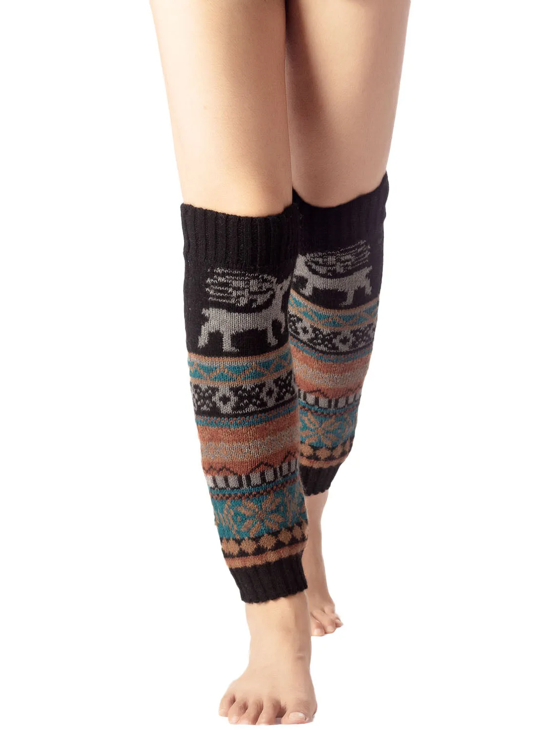 iB-iP Women's Ballet Dancer Cozy Stitching Pattern Stretchy Leg Warmer