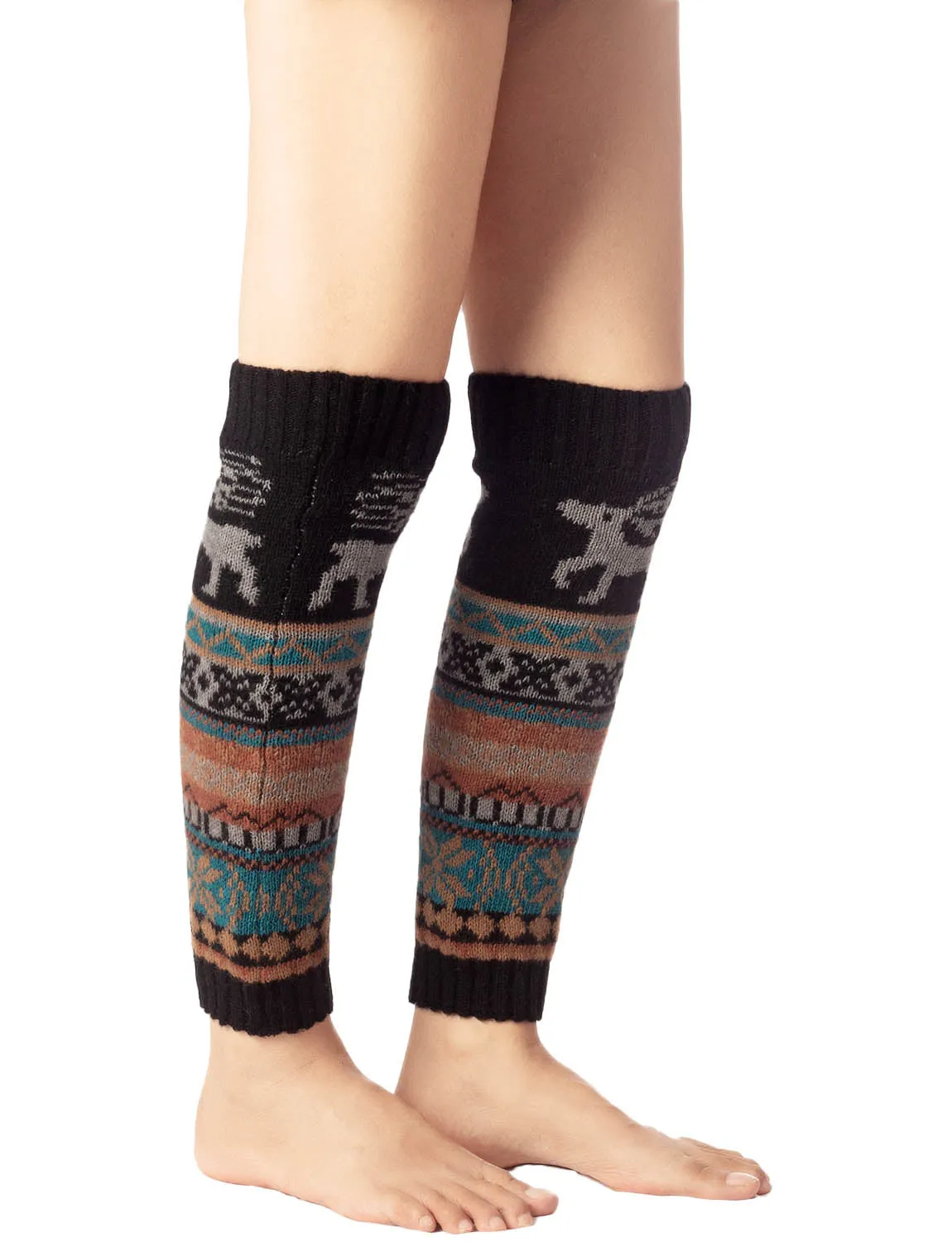 iB-iP Women's Ballet Dancer Cozy Stitching Pattern Stretchy Leg Warmer