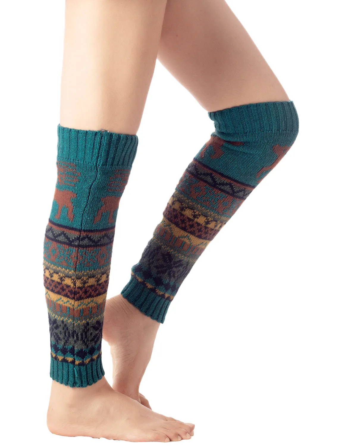 iB-iP Women's Ballet Dancer Cozy Stitching Pattern Stretchy Leg Warmer