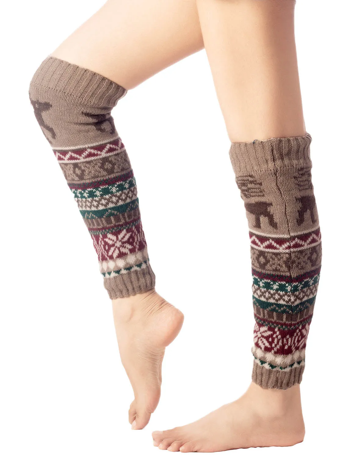 iB-iP Women's Ballet Dancer Cozy Stitching Pattern Stretchy Leg Warmer