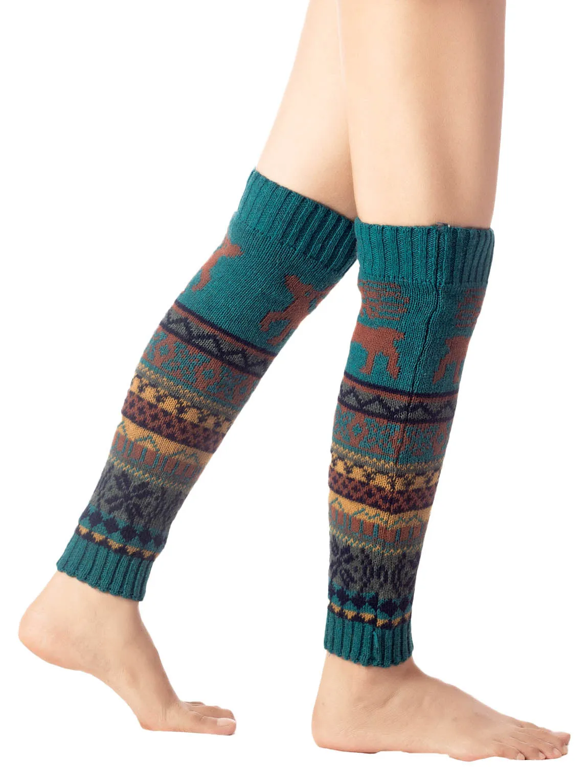 iB-iP Women's Ballet Dancer Cozy Stitching Pattern Stretchy Leg Warmer