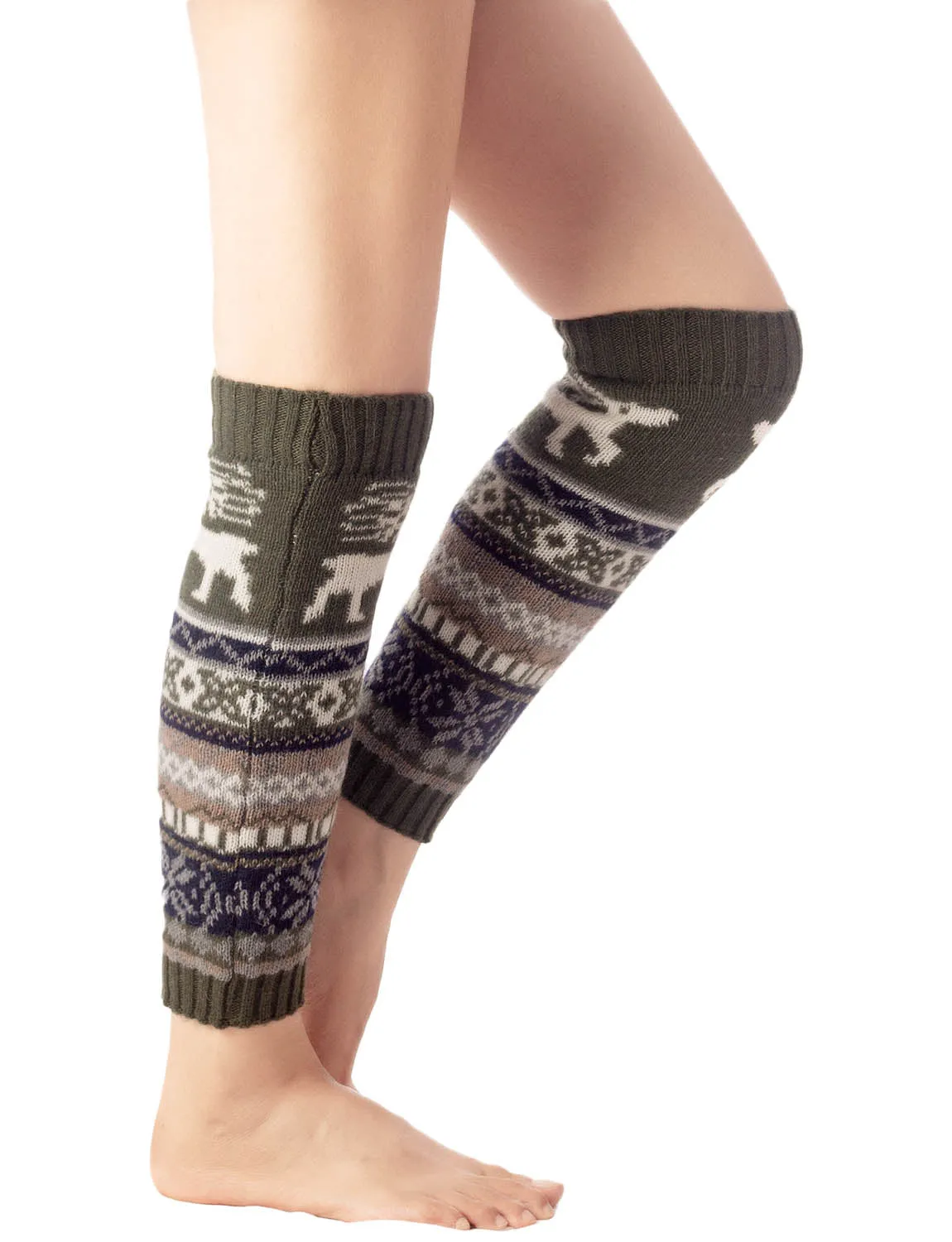 iB-iP Women's Ballet Dancer Cozy Stitching Pattern Stretchy Leg Warmer