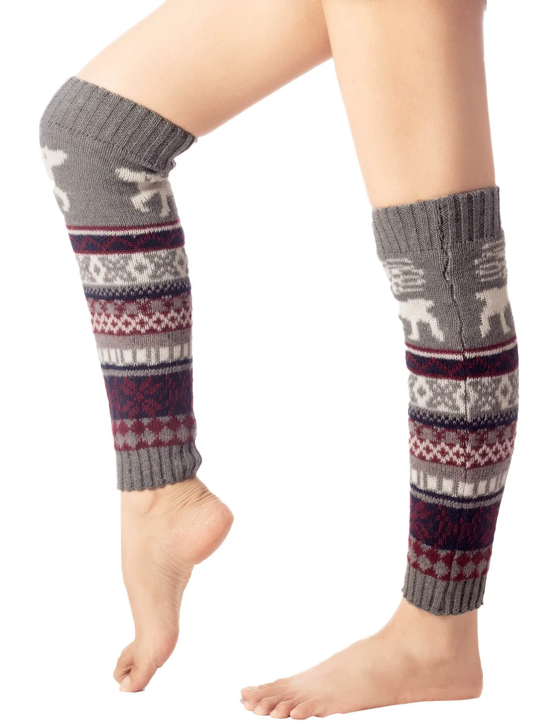 iB-iP Women's Ballet Dancer Cozy Stitching Pattern Stretchy Leg Warmer