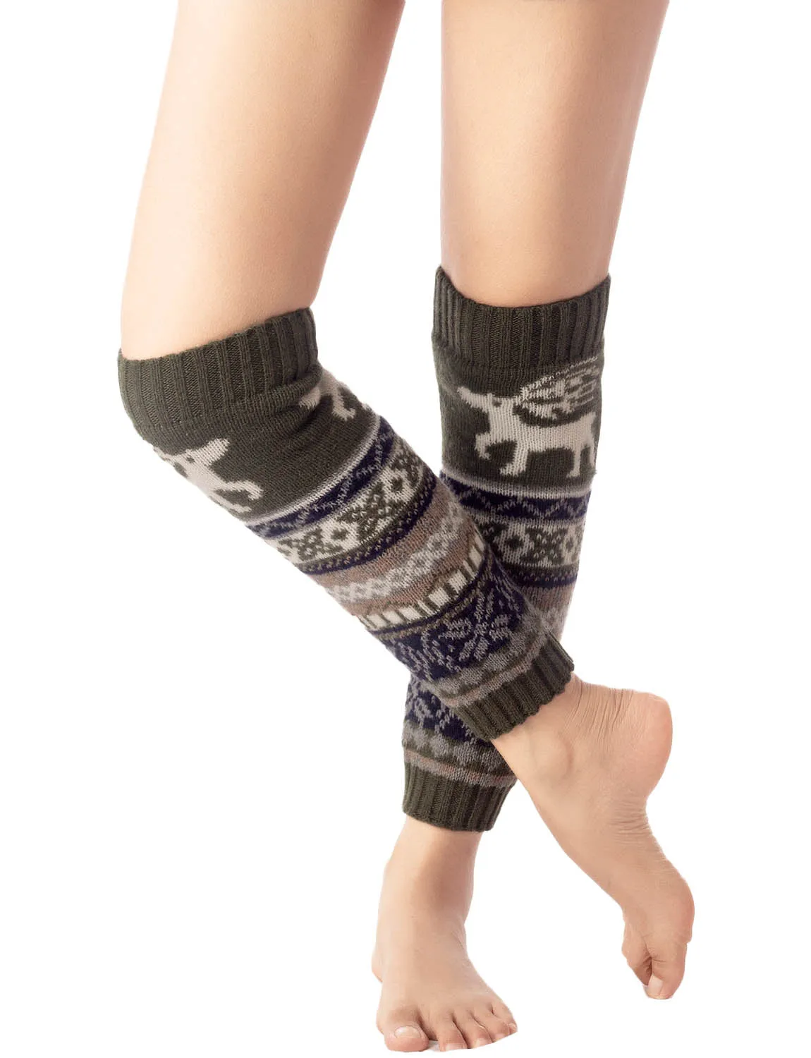 iB-iP Women's Ballet Dancer Cozy Stitching Pattern Stretchy Leg Warmer