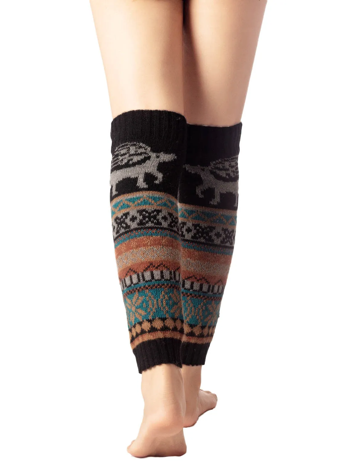 iB-iP Women's Ballet Dancer Cozy Stitching Pattern Stretchy Leg Warmer