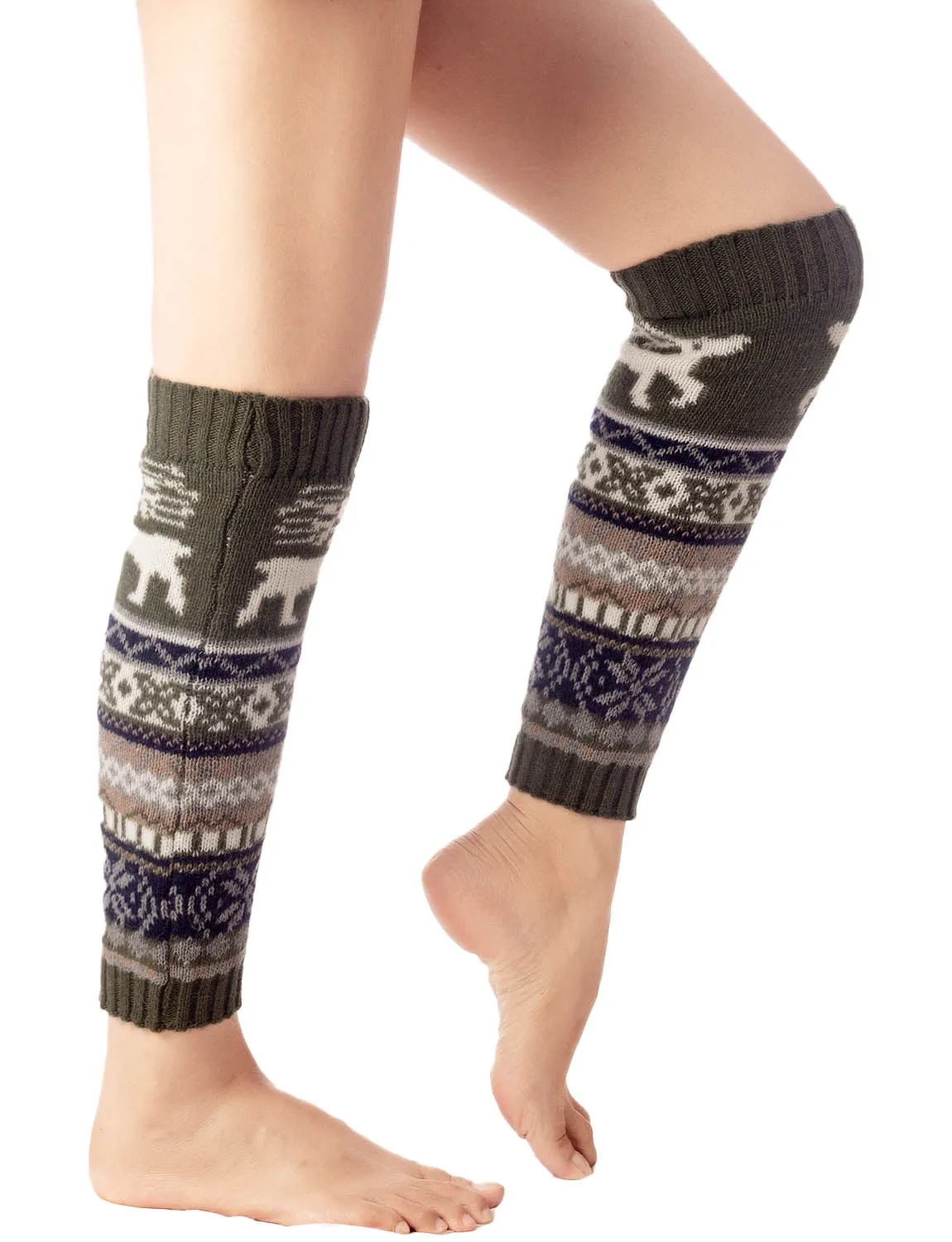 iB-iP Women's Ballet Dancer Cozy Stitching Pattern Stretchy Leg Warmer