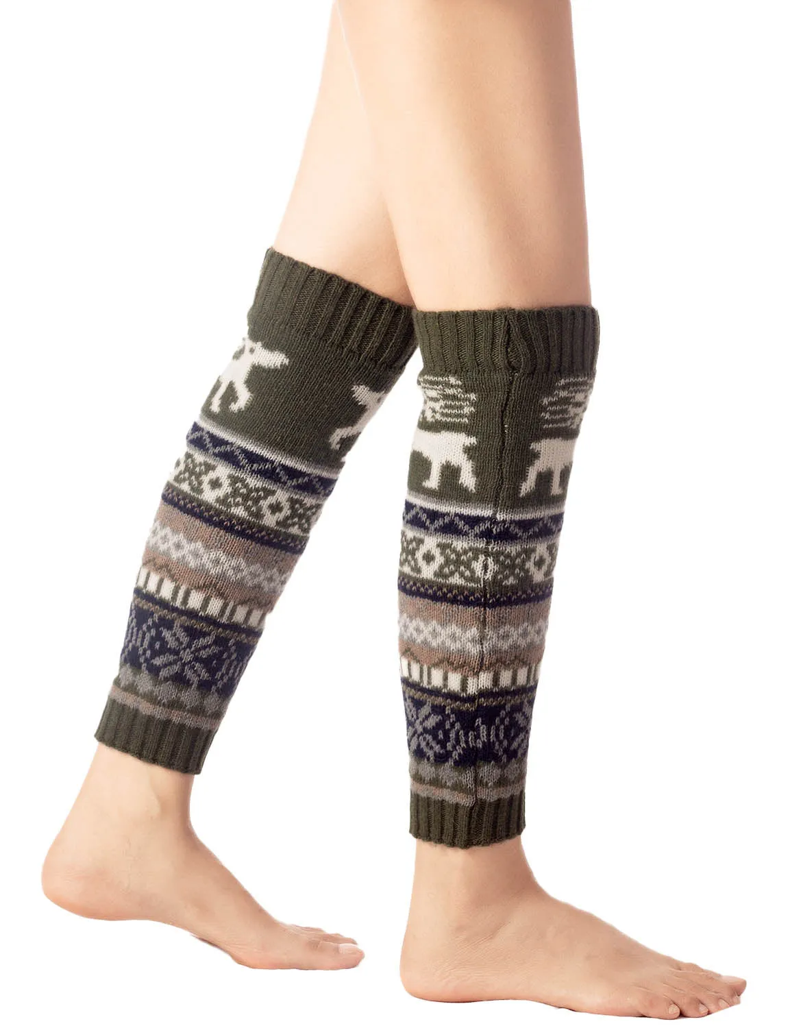 iB-iP Women's Ballet Dancer Cozy Stitching Pattern Stretchy Leg Warmer