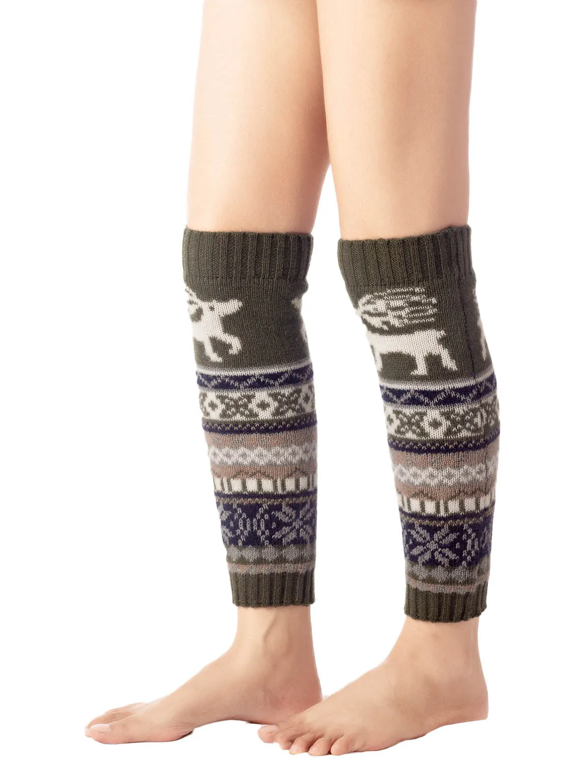 iB-iP Women's Ballet Dancer Cozy Stitching Pattern Stretchy Leg Warmer