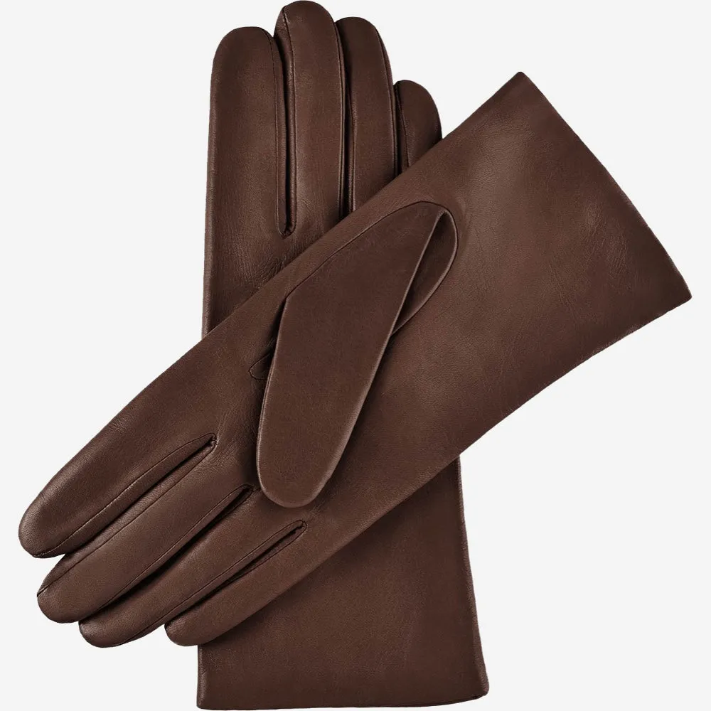 Isabella (brown) - Italian lambskin leather gloves with cashmere lining