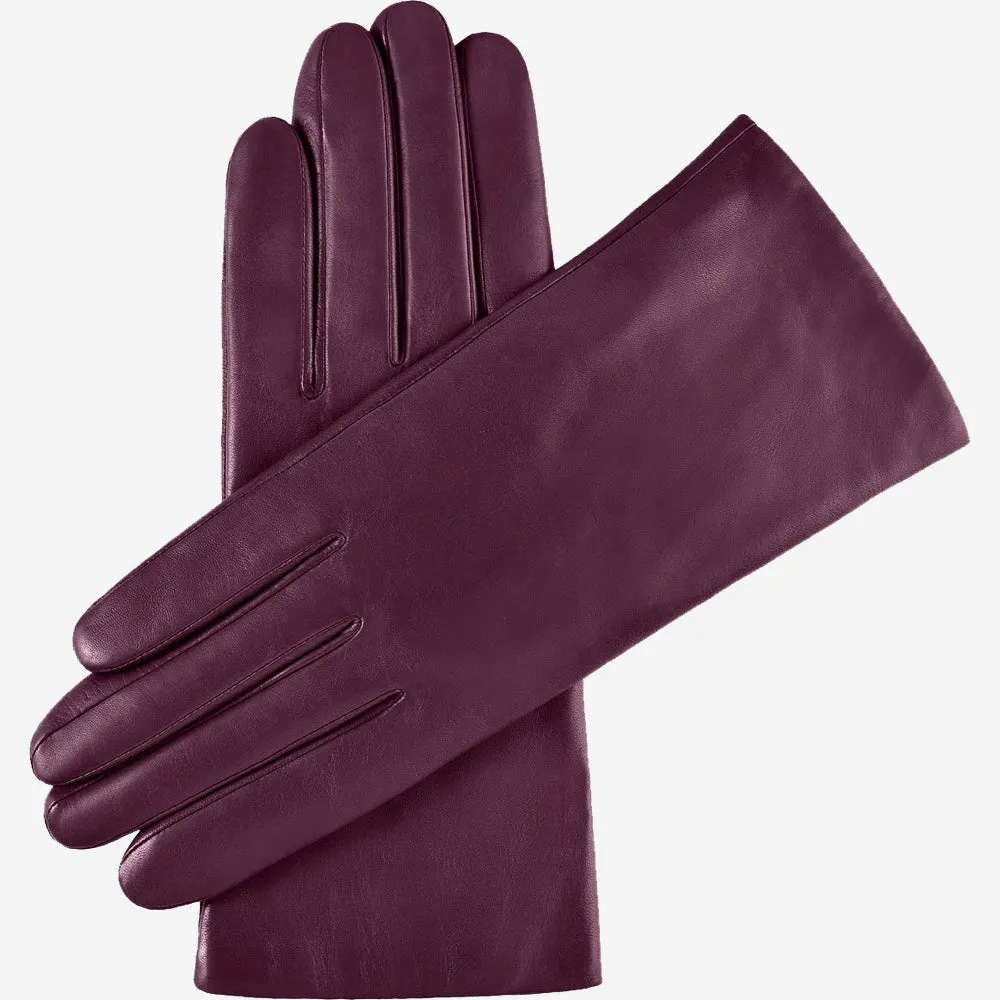 Isabella (eggplant) - Italian lambskin leather gloves with cashmere lining