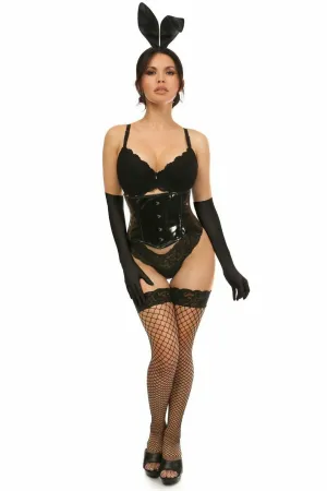 Lavish 4 PC Black PVC Bunny Corset Costume