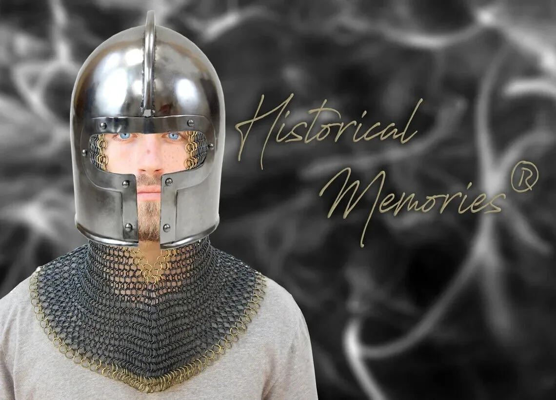 Medieval Helmet Knight Armor Steel Larp Wearable Replica Silver Helmet Cosplay