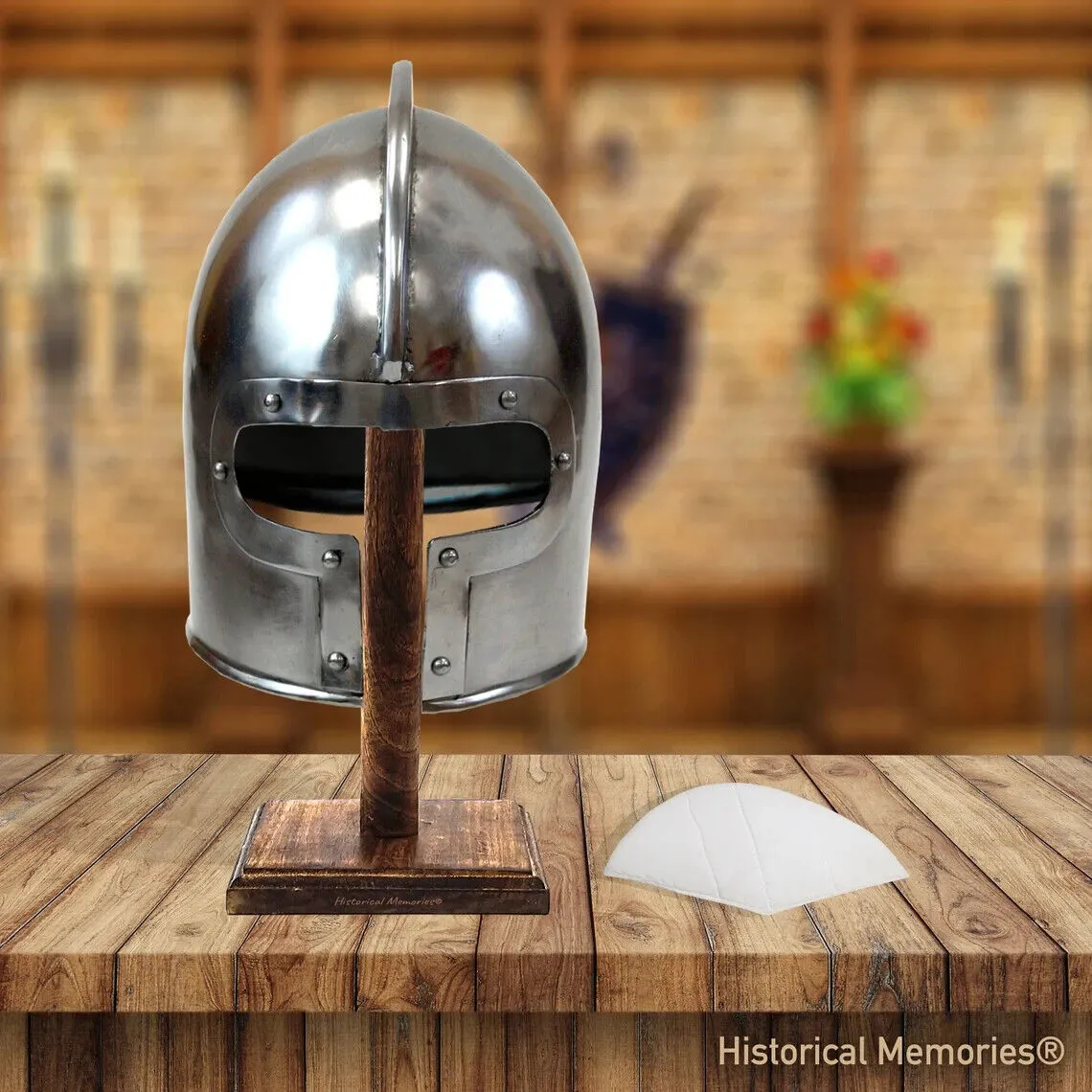 Medieval Helmet Knight Armor Steel Larp Wearable Replica Silver Helmet Cosplay