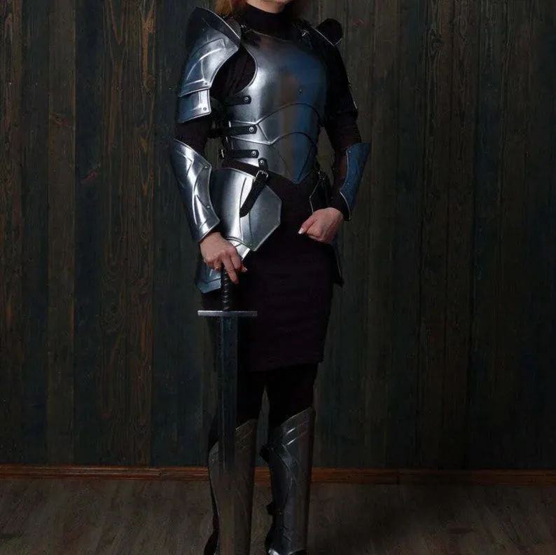 Medieval Knight Female Costume Steel Armor, Lady Cuirass Costume Armor Suit, Brave Lady Armor Suit, Queen of The Armor