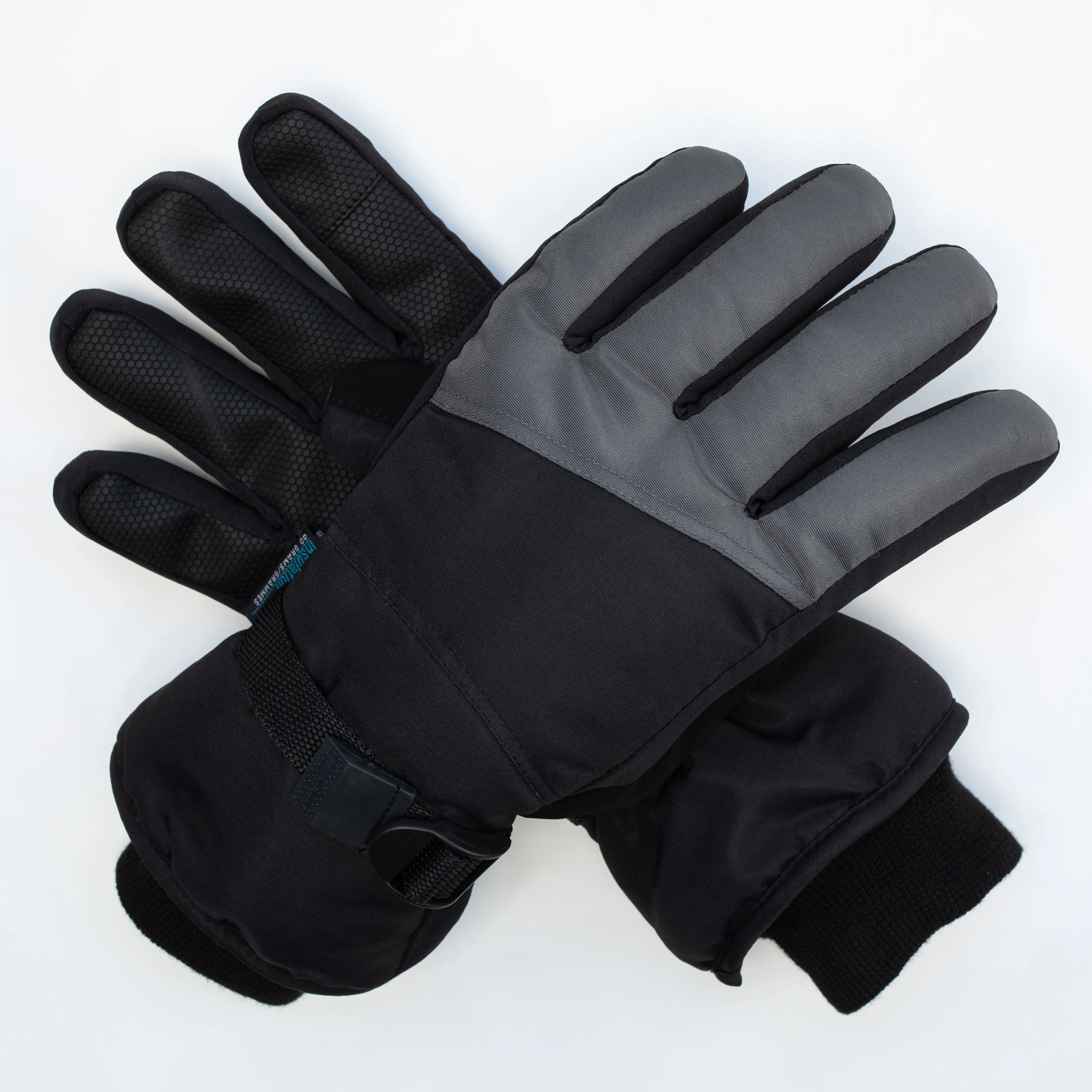 Men's Black Grey Ski Gloves