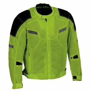 Milwaukee Leather MPM1792 Men's Black and High-Viz Green CE Armored Textile Motorcycle Jacket- All Season Biker Jacket