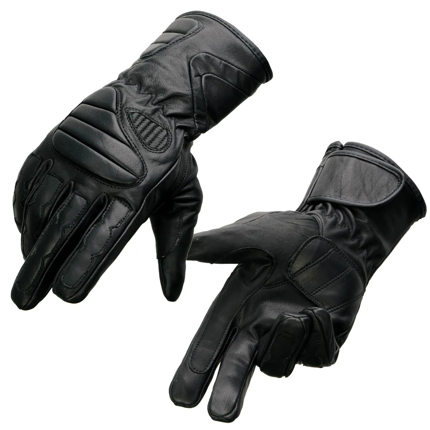 Milwaukee Leather SH451 Men's Black Leather Gauntlet Racing Motorcycle