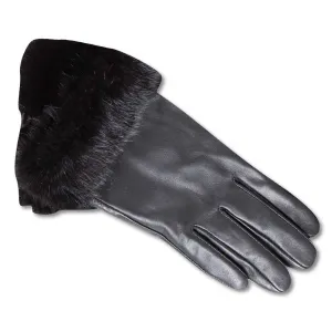 Mink Leather Trimmed Gloves