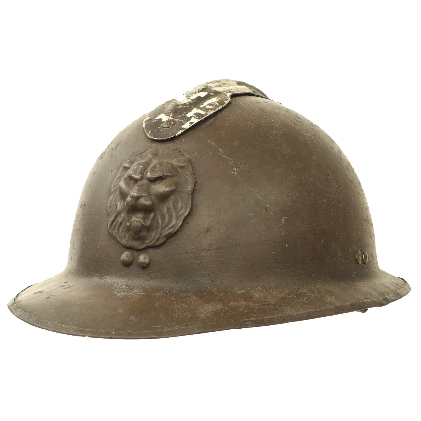 Original Belgian WWII Model 1926 Adrian Infantry Helmet with Lion Badge & Complete Liner