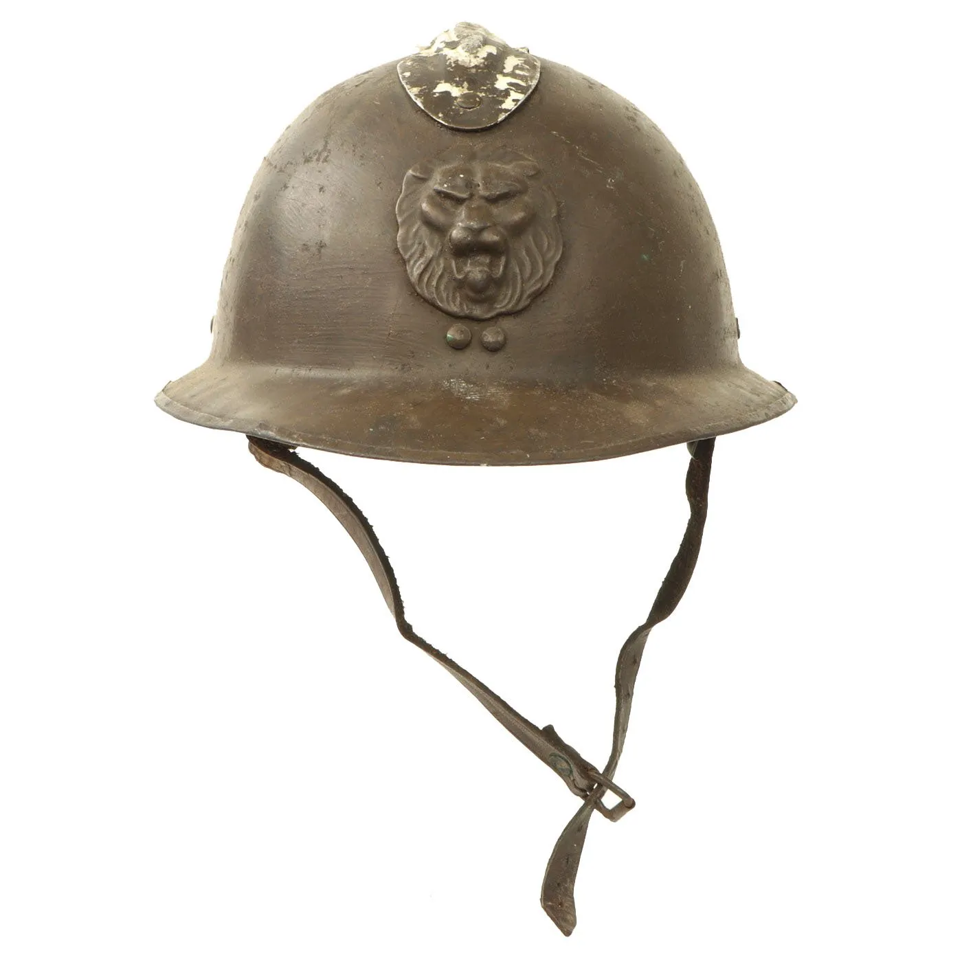 Original Belgian WWII Model 1926 Adrian Infantry Helmet with Lion Badge & Complete Liner