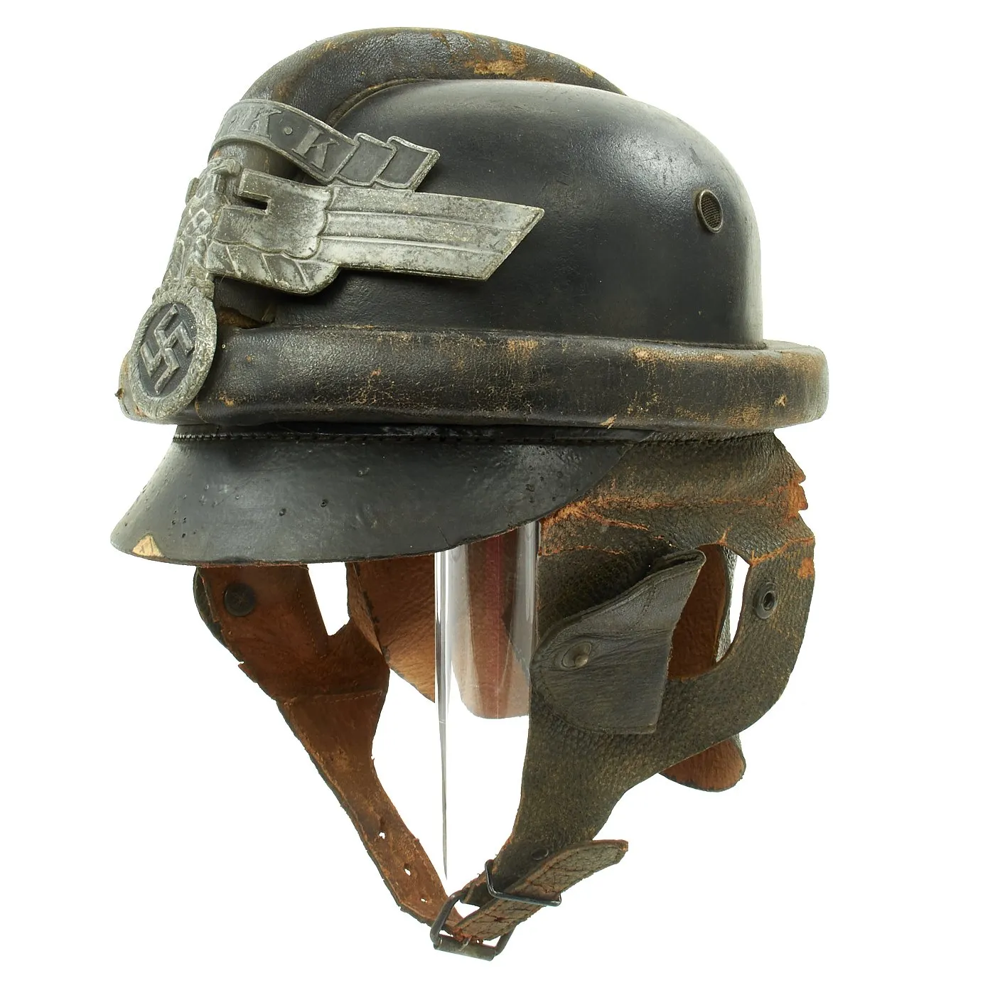 Original German WWII 2nd Pattern NSKK Crash Helmet - Eigentum NSKK-Motorbrigade Kurpfalz-Saar