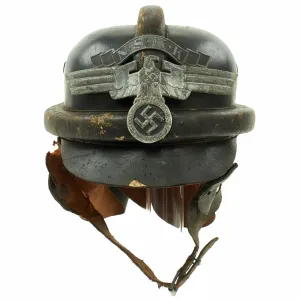 Original German WWII 2nd Pattern NSKK Crash Helmet - Eigentum NSKK-Motorbrigade Kurpfalz-Saar