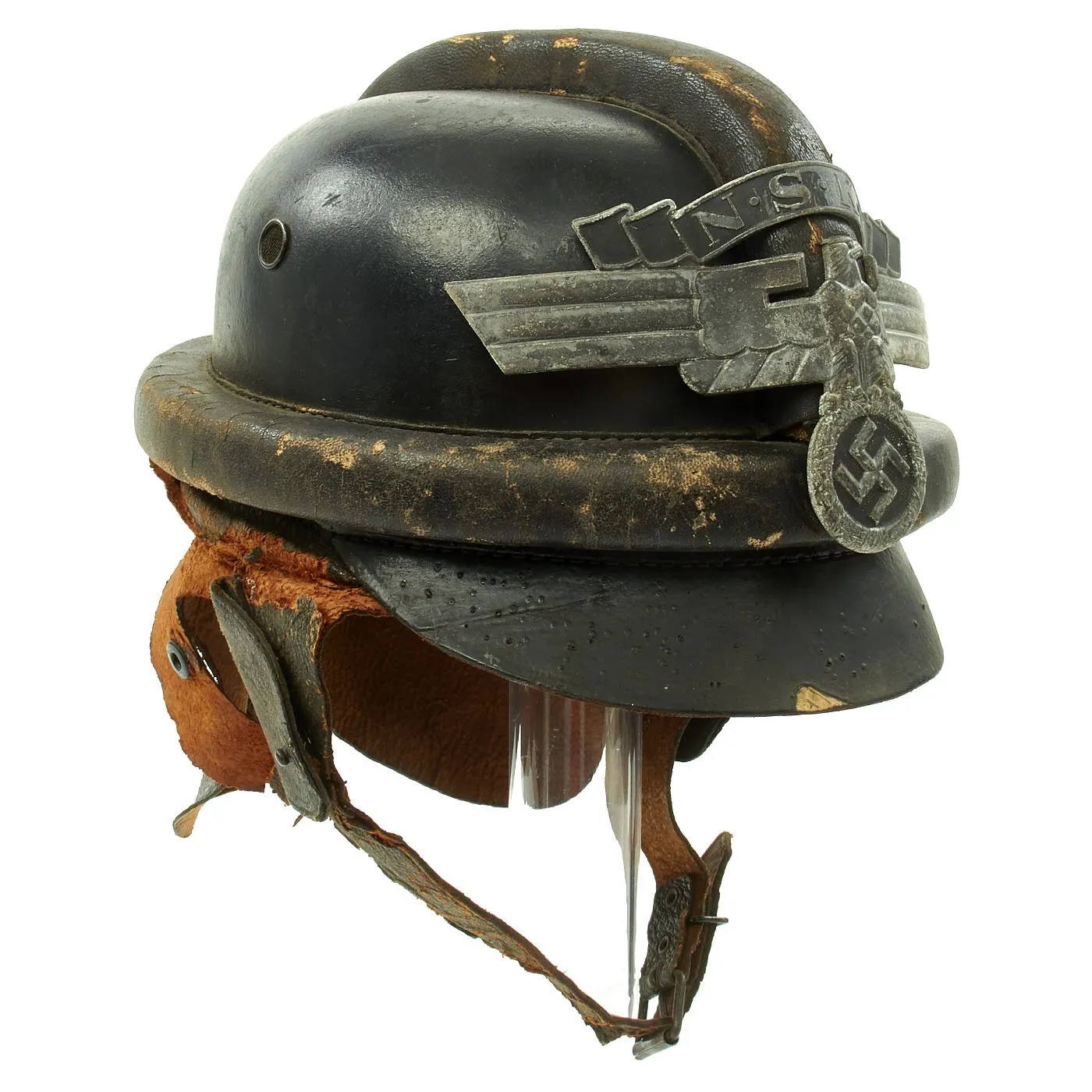 Original German WWII 2nd Pattern NSKK Crash Helmet - Eigentum NSKK-Motorbrigade Kurpfalz-Saar