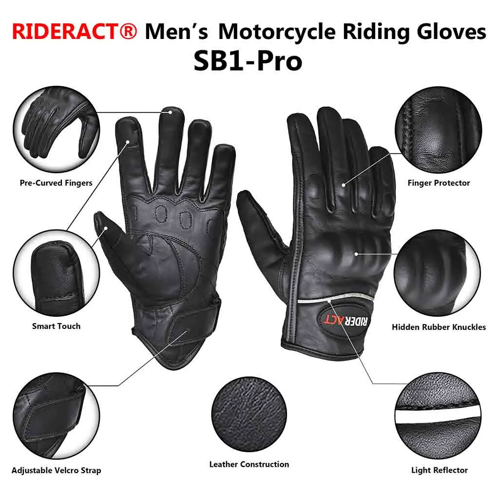 RIDERACT® Motorbike Gloves SB1-Pro UNISEX Leather Moto Gloves