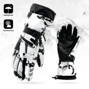 versatile Ski Gloves Waterproof Ski Gloves for men Women,Touchscreen Gloves,Thermal Gloves White Warm Winter Gloves,Professional Ski Gear,White XL